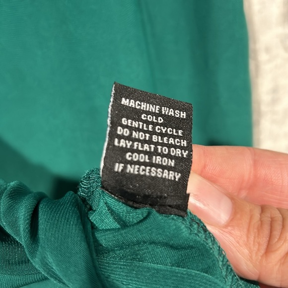 Womans Liz McCoy Blouse Green Size Large Sheer Ruffle Arms - Picture 8 of 8